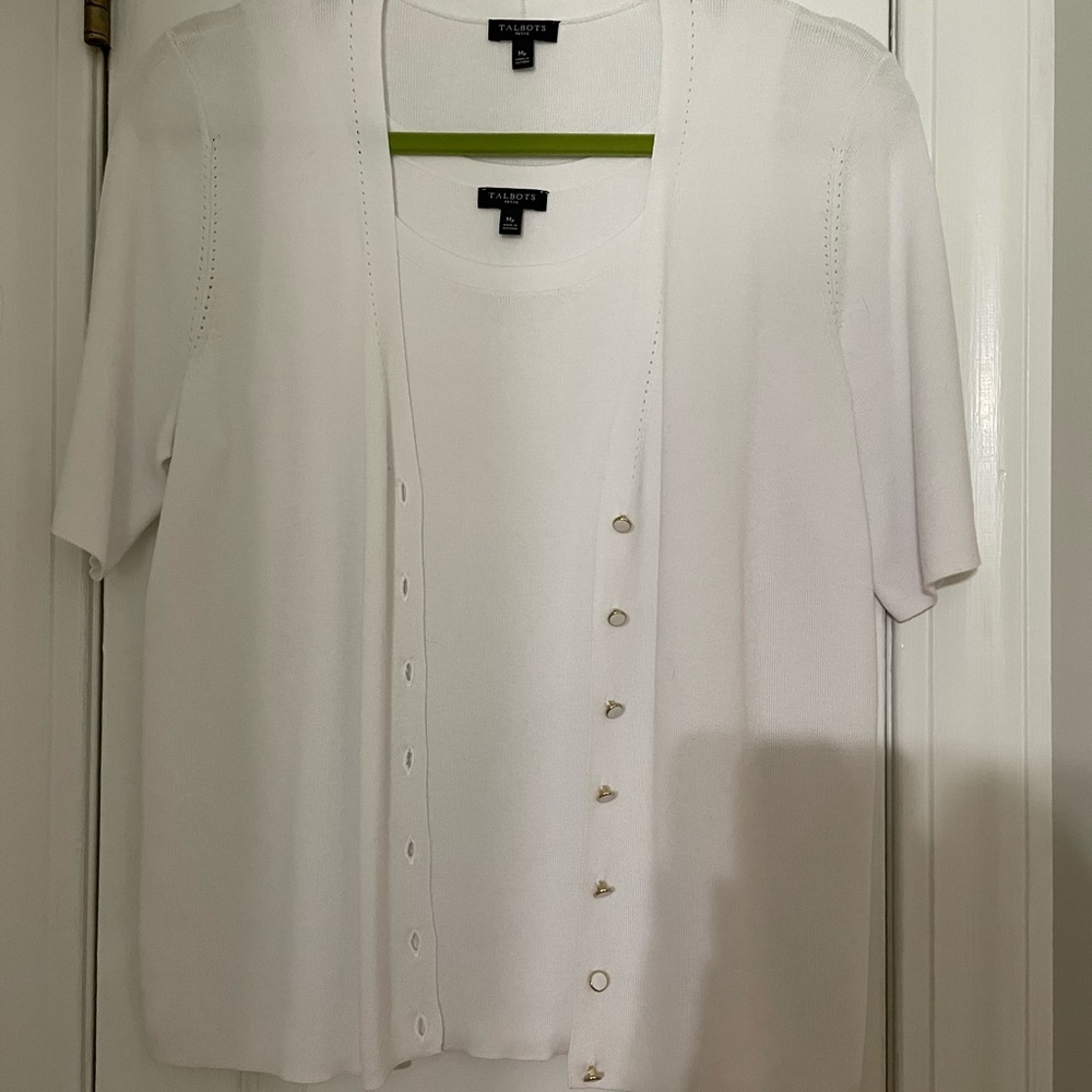 Talbot’s White Sleeveless Sweater and White Short Sleeve Sweater